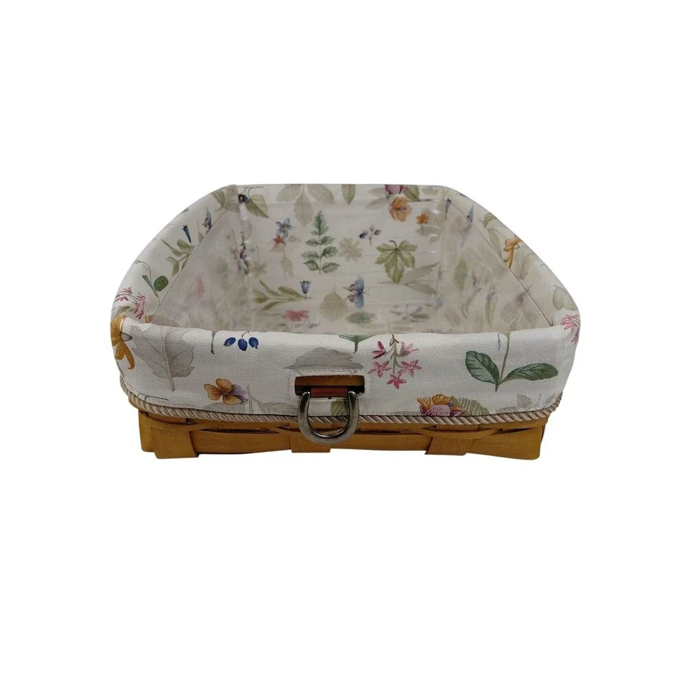 Longaberger 2007 Angled Basket w/protector & Botanical Fields Liner